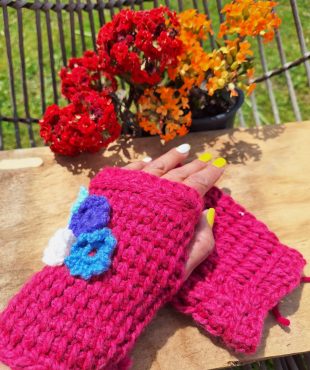 Guantes sin dedos, fucsia